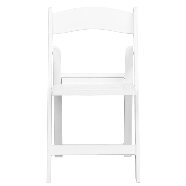 800 lb. Capacity White Resin Folding Chair with Slatted Seat