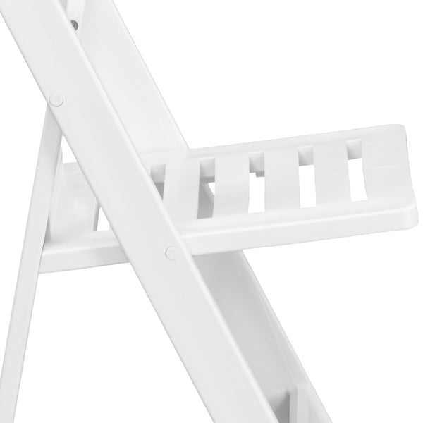 800 lb. Capacity White Resin Folding Chair with Slatted Seat