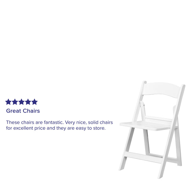 800 lb. Capacity White Resin Folding Chair with Slatted Seat