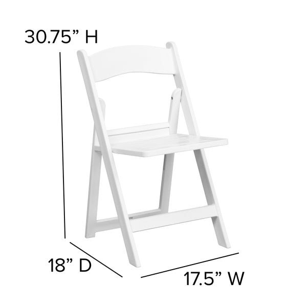 800 lb. Capacity White Resin Folding Chair with Slatted Seat