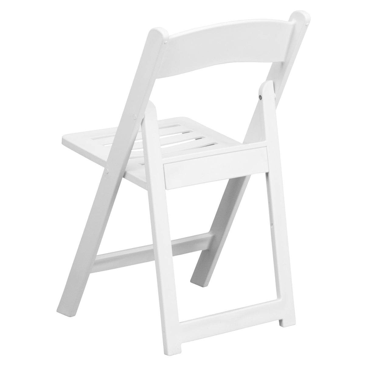 800 lb. Capacity White Resin Folding Chair with Slatted Seat