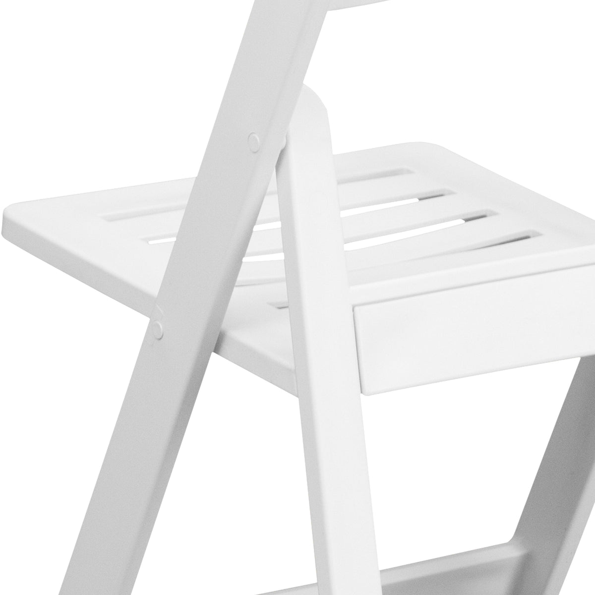 800 lb. Capacity White Resin Folding Chair with Slatted Seat