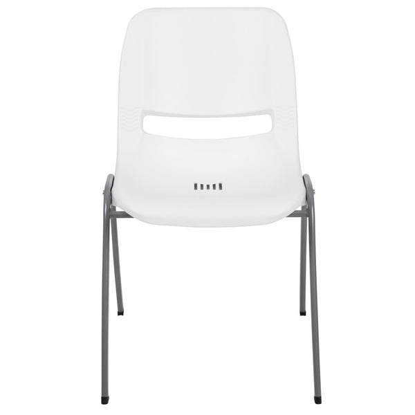 White |#| White Ergonomic Shell Student Stack Chair - Classroom Chair / Office Guest Chair