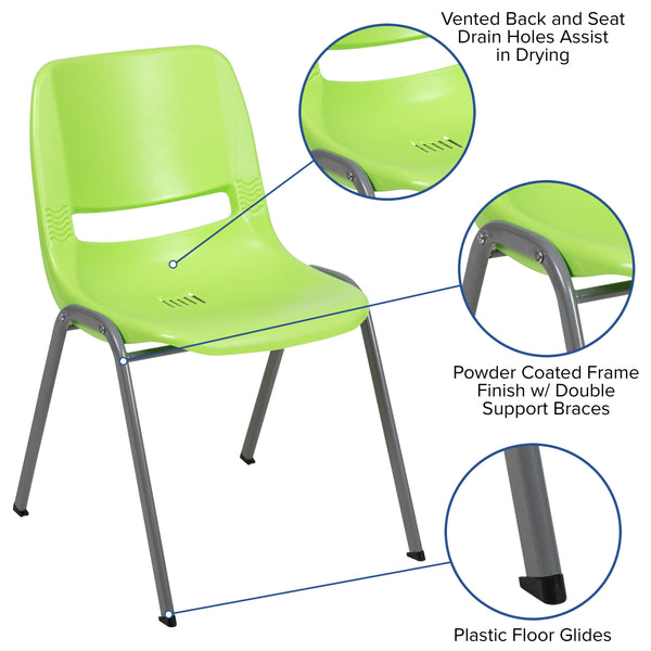 Green |#| Green Ergonomic Shell Student Stack Chair - Classroom Chair / Office Guest Chair