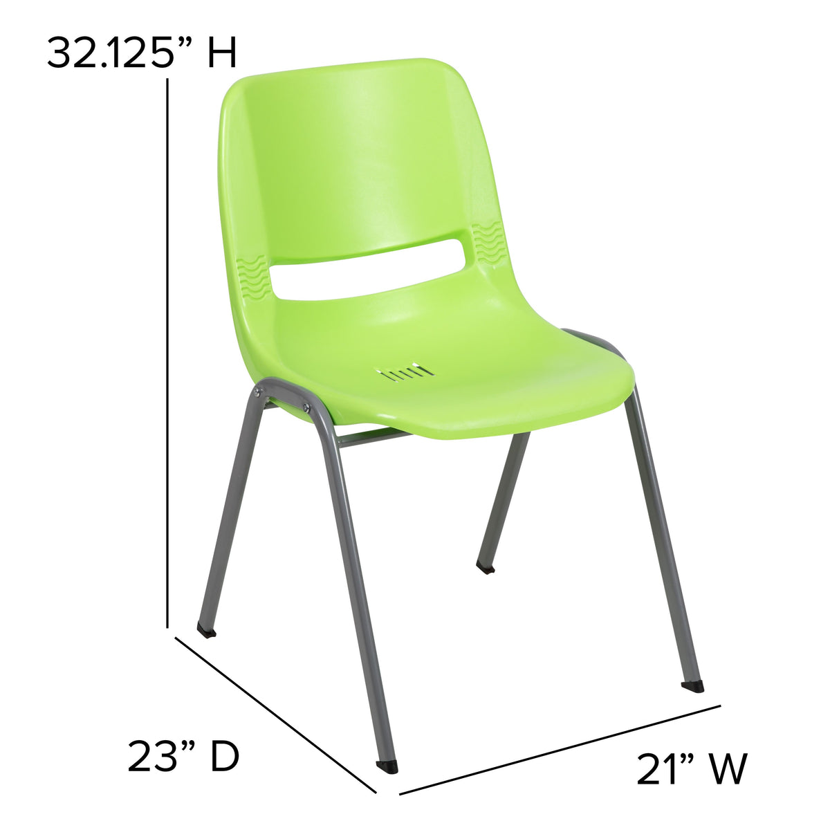 Green |#| Green Ergonomic Shell Student Stack Chair - Classroom Chair / Office Guest Chair