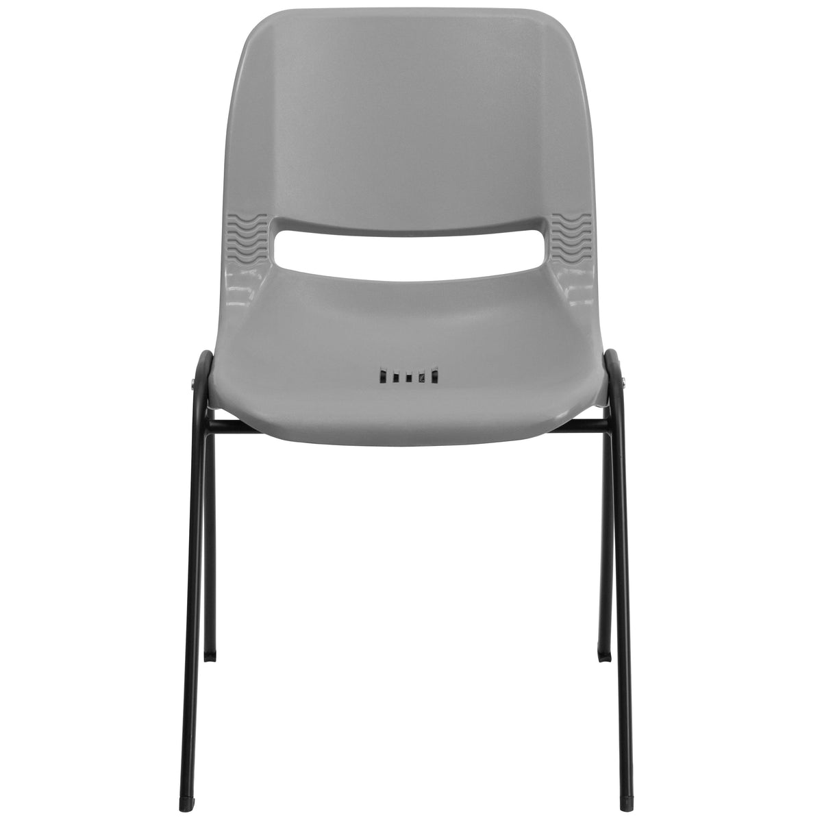 Gray |#| 880 lb. Capacity Gray Ergonomic Shell Stack Chair with Contoured Waterfall Seat