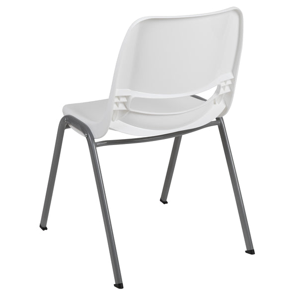 White |#| White Ergonomic Shell Student Stack Chair - Classroom Chair / Office Guest Chair