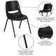 Black |#| 880 lb. Capacity Black Ergonomic Shell Stack Chair with Contoured Waterfall Seat