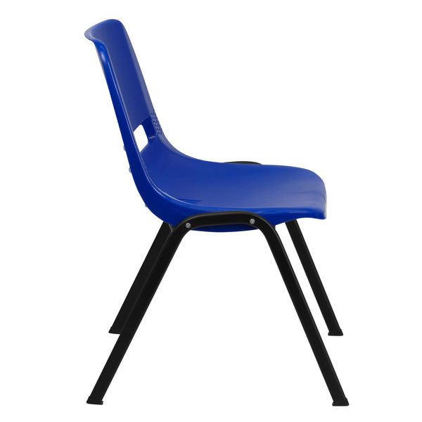 Blue |#| 880 lb. Capacity Blue Ergonomic Shell Stack Chair with Contoured Waterfall Seat