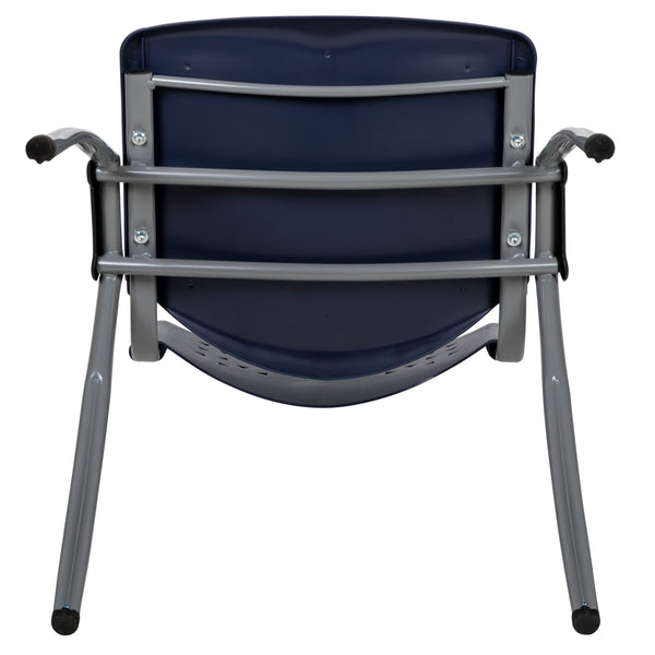 Navy |#| Home and Office Navy Plastic Stack Chair with Perforated Back - Guest Chair