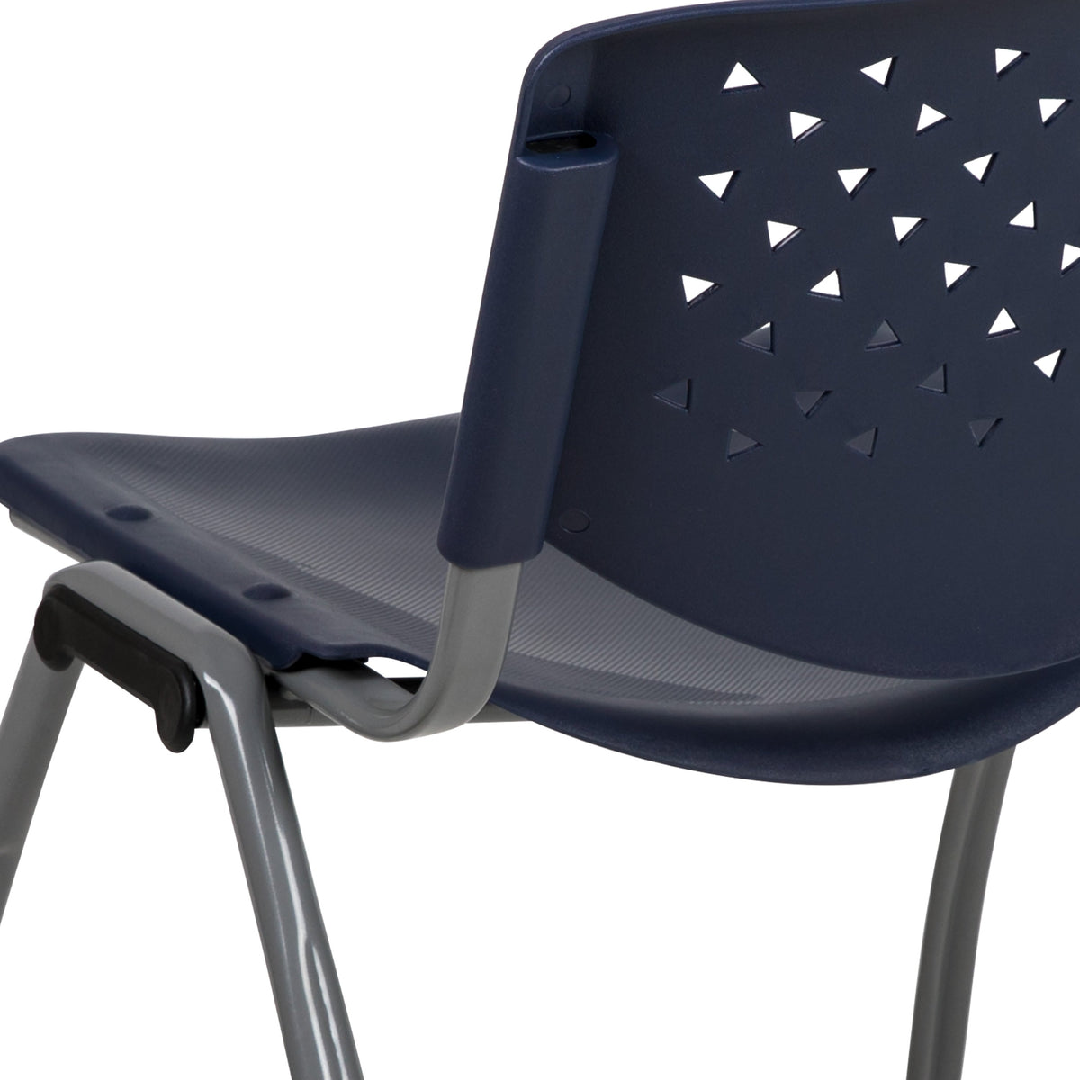 Navy |#| Home and Office Navy Plastic Stack Chair with Perforated Back - Guest Chair