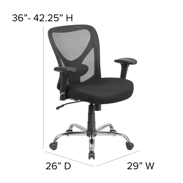 Big & Tall 400 lb. Rated Black Mesh Swivel Ergonomic Task Office Chair