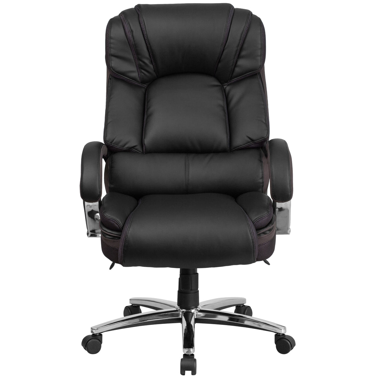 Big & Tall 500 lb. Rated Black LeatherSoft Ergonomic Office Chair w/ Chrome Base