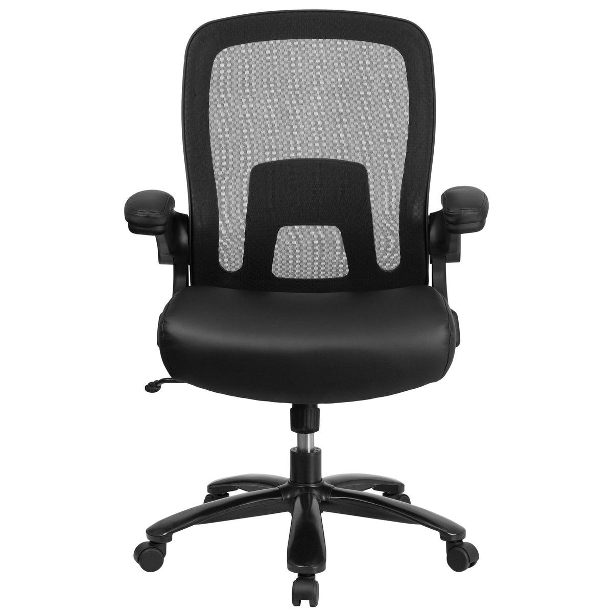 Black LeatherSoft |#| Big & Tall 500 lb. Rated Black Mesh/LeatherSoft Ergonomic Chair