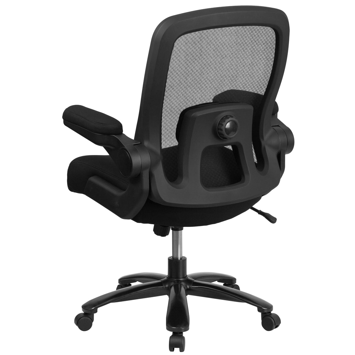 Black Fabric |#| Big & Tall 500 lb. Rated Black Mesh/Fabric Ergonomic Chair w/ Adjustable Lumbar