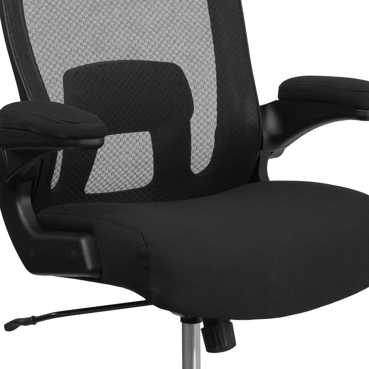 Black Fabric |#| Big & Tall 500 lb. Rated Black Mesh/Fabric Ergonomic Chair w/ Adjustable Lumbar