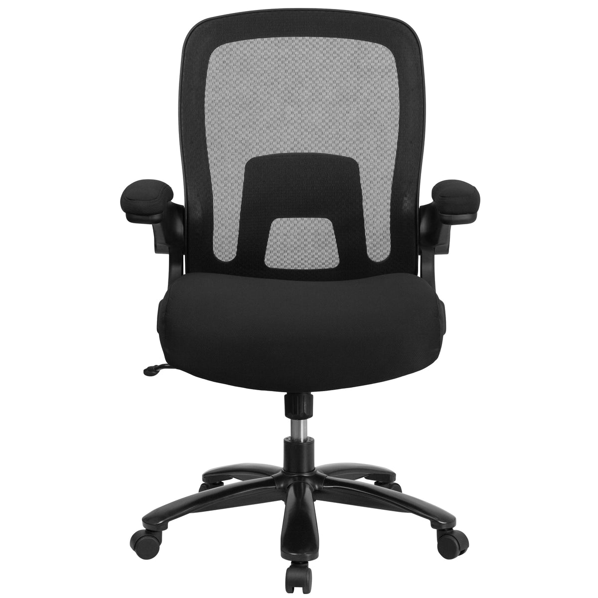 Black Fabric |#| Big & Tall 500 lb. Rated Black Mesh/Fabric Ergonomic Chair w/ Adjustable Lumbar