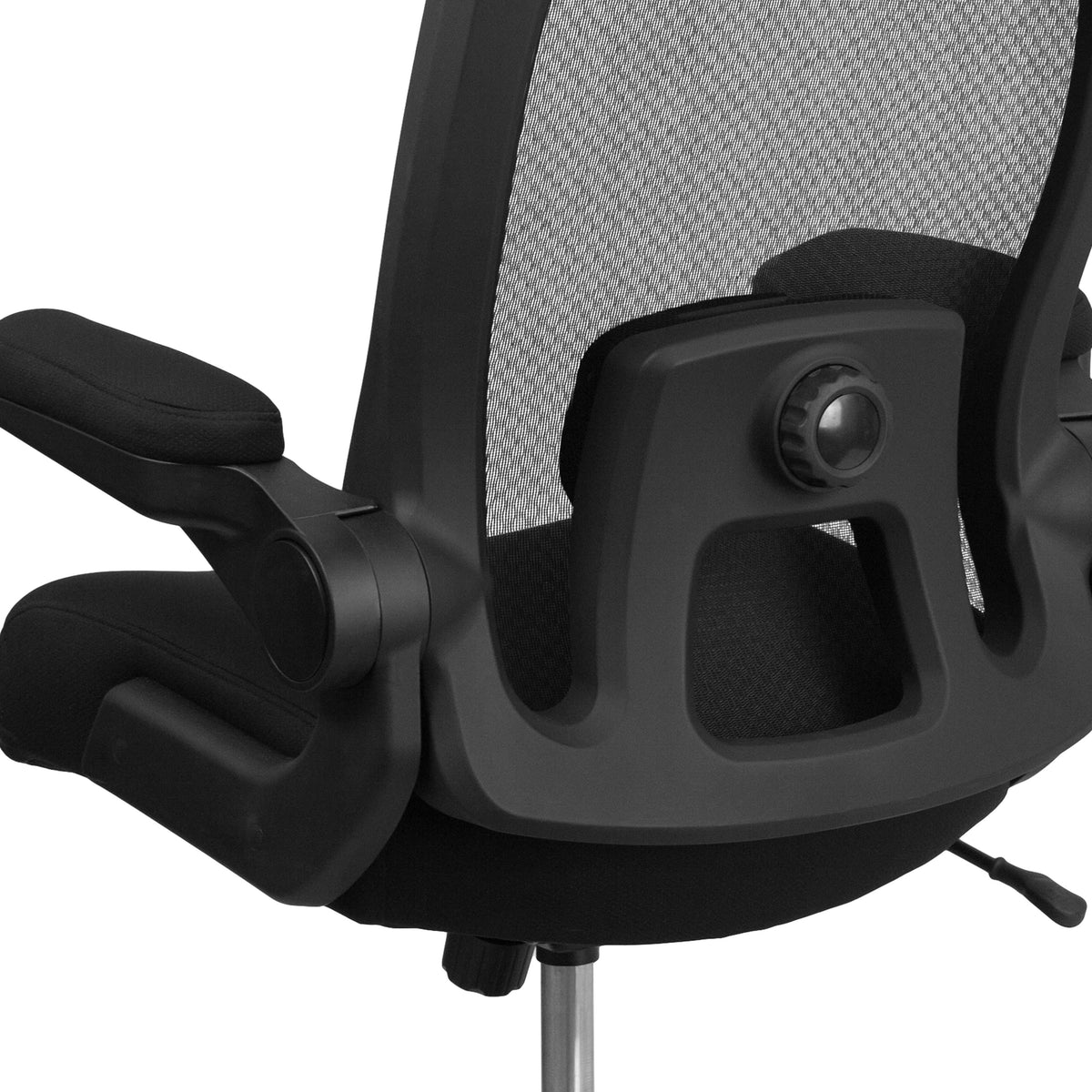 Black Fabric |#| Big & Tall 500 lb. Rated Black Mesh/Fabric Ergonomic Chair w/ Adjustable Lumbar