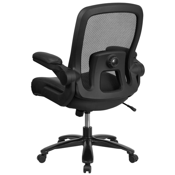 Black LeatherSoft |#| Big & Tall 500 lb. Rated Black Mesh/LeatherSoft Ergonomic Chair