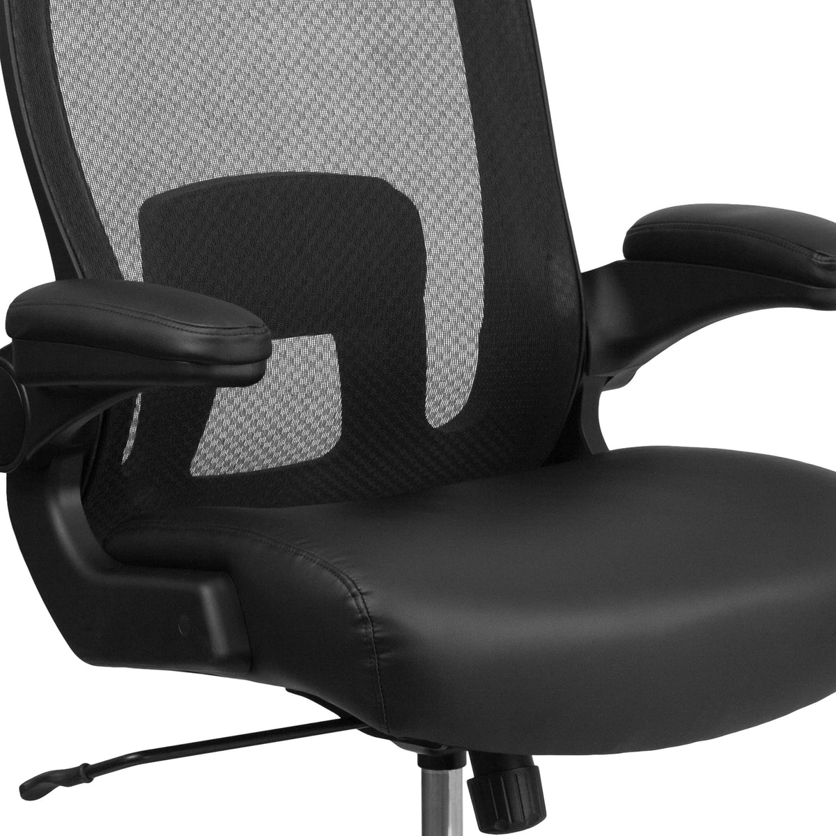 Black LeatherSoft |#| Big & Tall 500 lb. Rated Black Mesh/LeatherSoft Ergonomic Chair