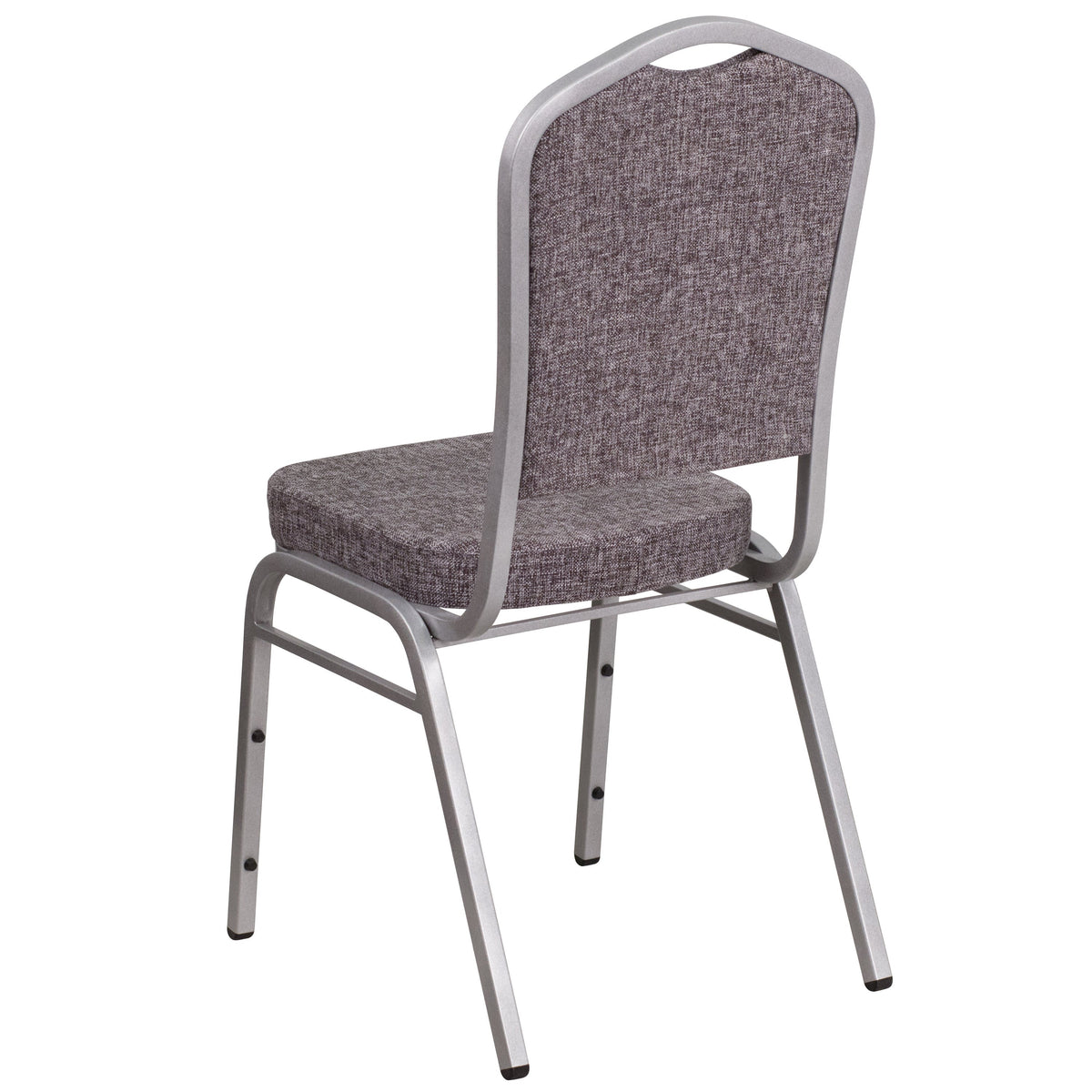 Herringbone Fabric/Silver Frame |#| Crown Back Stacking Banquet Chair in Herringbone Fabric - Silver Frame