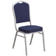 Navy Fabric/Silver Frame |#| Crown Back Stacking Banquet Chair in Navy Fabric - Silver Frame