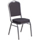 Black Patterned Fabric/Silver Vein Frame |#| Crown Back Stacking Banquet Chair in Black Patterned Fabric - Silver Vein Frame