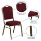 Burgundy Fabric/Gold Frame |#| Crown Back Stacking Banquet Chair in Burgundy Fabric - Gold Frame