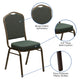 Green Patterned Fabric/Gold Vein Frame |#| Crown Back Stacking Banquet Chair in Green Patterned Fabric - Gold Vein Frame