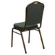 Green Patterned Fabric/Gold Vein Frame |#| Crown Back Stacking Banquet Chair in Green Patterned Fabric - Gold Vein Frame