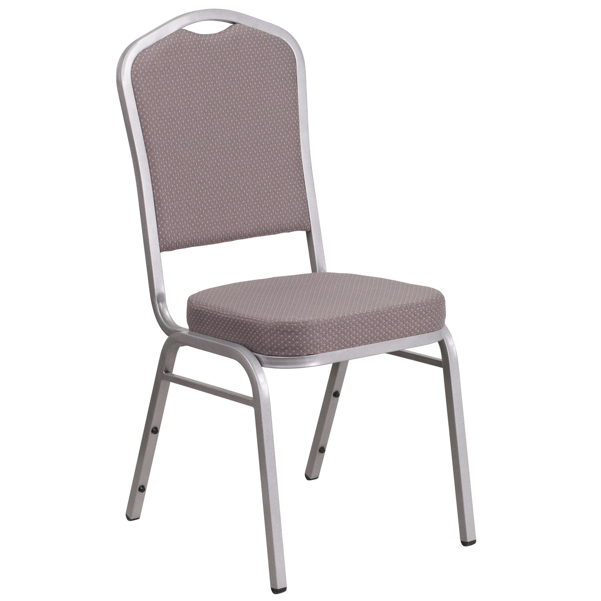 Gray Dot Fabric/Silver Frame |#| Crown Back Stacking Banquet Chair in Gray Dot Fabric - Silver Frame