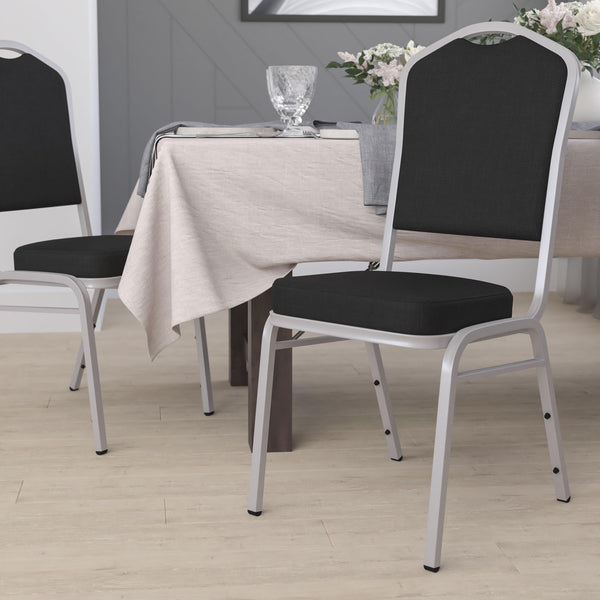Brown Patterned Fabric/Copper Vein Frame |#| Crown Back Stacking Banquet Chair in Brown Patterned Fabric - Copper Vein Frame