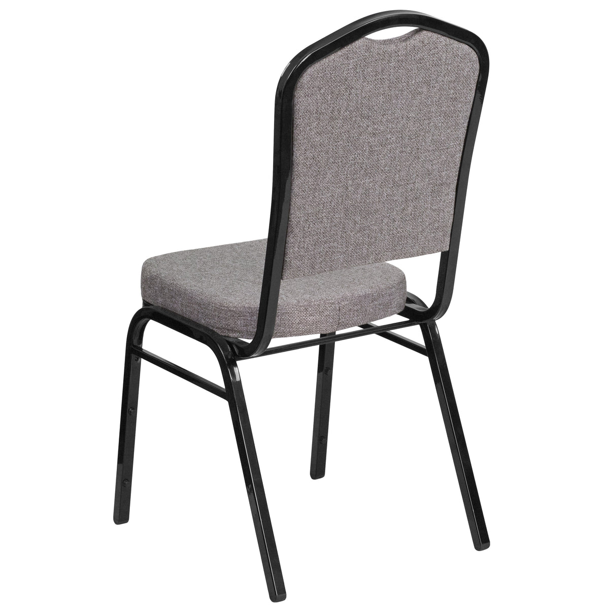 Gray Fabric/Black Frame |#| Crown Back Stacking Banquet Chair in Gray Fabric - Black Frame