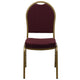 Burgundy Patterned Fabric/Gold Frame |#| Dome Back Stacking Banquet Chair in Burgundy Patterned Fabric - Gold Frame