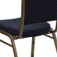 Navy Patterned Fabric/Gold Frame |#| Dome Back Stacking Banquet Chair in Navy Patterned Fabric - Gold Frame