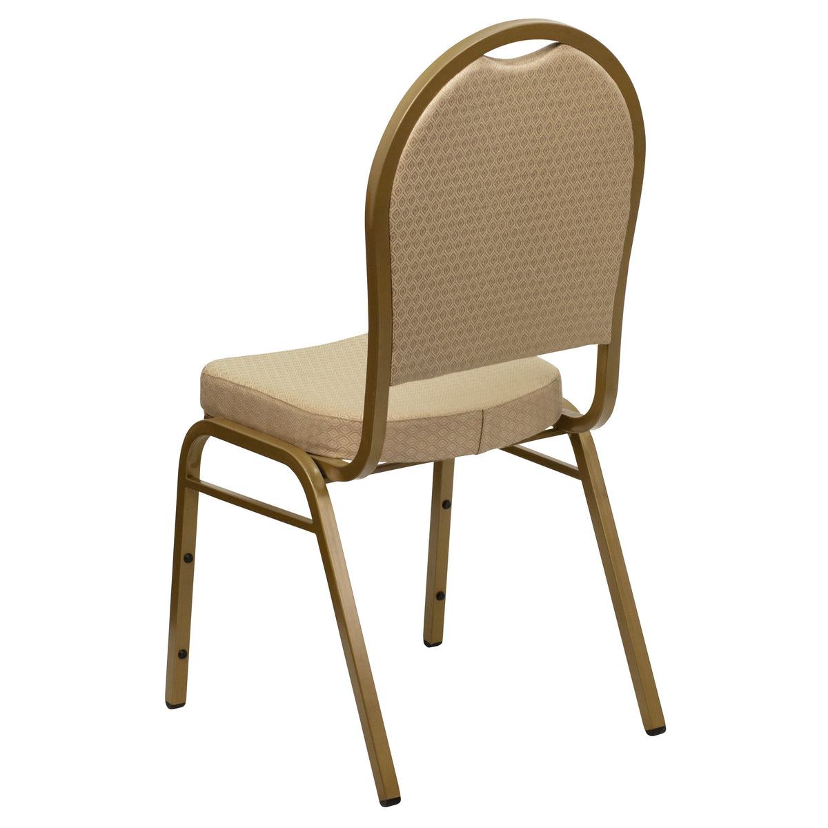 Beige Patterned Fabric/Gold Frame |#| Dome Back Stacking Banquet Chair in Beige Patterned Fabric - Gold Frame