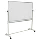 64.25"W x 64.75"H |#| 64.25"W x 64.75"H Double-Sided Mobile White Board with Shelf - Flip Over Board