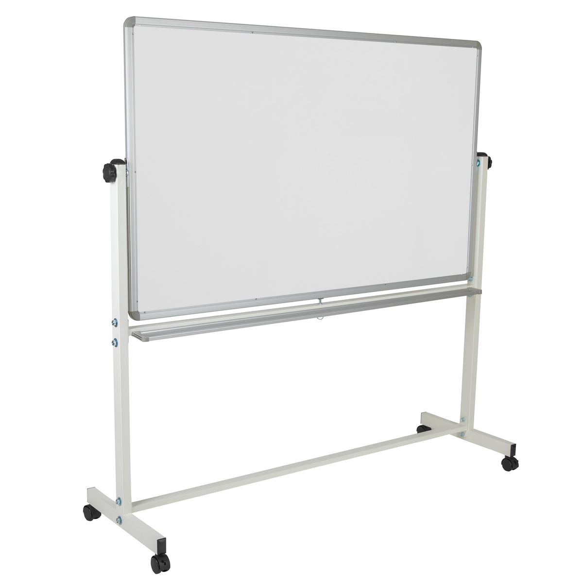 64.25"W x 64.75"H |#| 64.25"W x 64.75"H Double-Sided Mobile White Board with Shelf - Flip Over Board