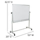 53"W x 62.5"H |#| 53"W x 62.5"H Double-Sided Mobile White Board with Shelf - Flip Over Board