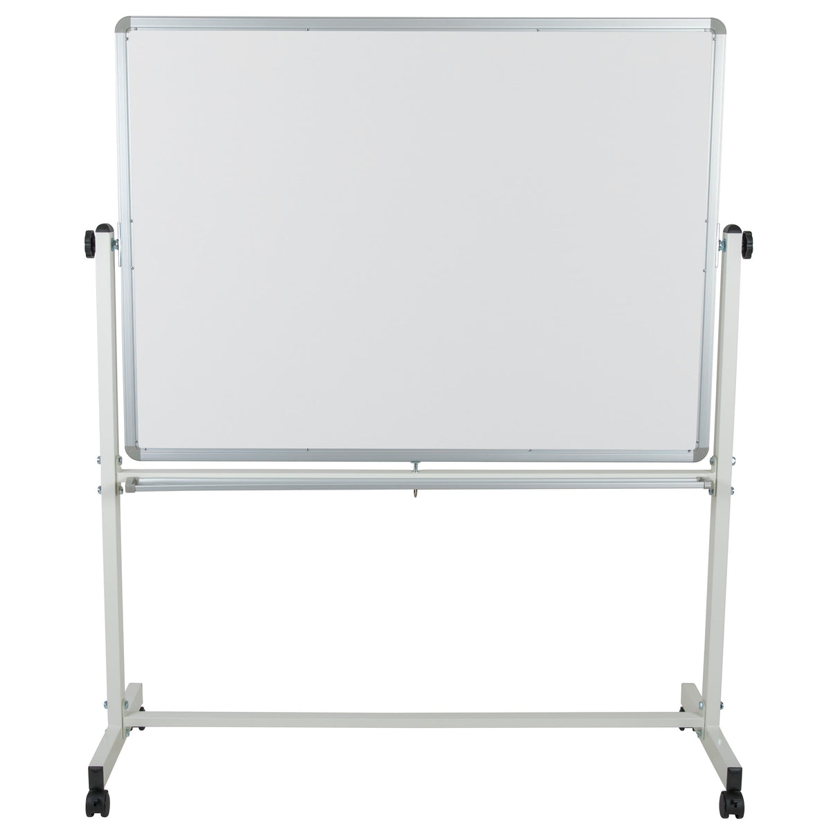 53"W x 62.5"H |#| 53"W x 62.5"H Double-Sided Mobile White Board with Shelf - Flip Over Board