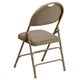 Beige Fabric/Beige Frame |#| Ultra-Premium Triple Braced Beige Fabric Folding Chair with Easy-Carry Handle