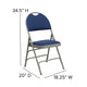 Navy Fabric/Gray Frame |#| Ultra-Premium Triple Braced Navy Fabric Folding Chair with Easy-Carry Handle