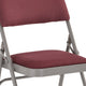 Burgundy Fabric/Gray Frame |#| Ultra-Premium Triple Braced Burgundy Fabric Folding Chair with Easy-Carry Handle