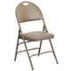 Beige Vinyl/Beige Frame |#| Ultra-Premium Triple Braced Beige Vinyl Folding Chair with Easy-Carry Handle