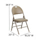 Beige Vinyl/Beige Frame |#| Ultra-Premium Triple Braced Beige Vinyl Folding Chair with Easy-Carry Handle