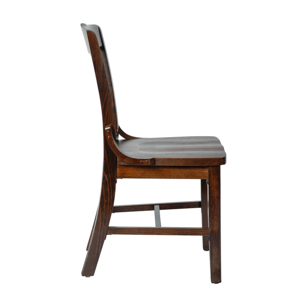 Walnut |#| School House Back Walnut Wood Restaurant Chair with Footrest