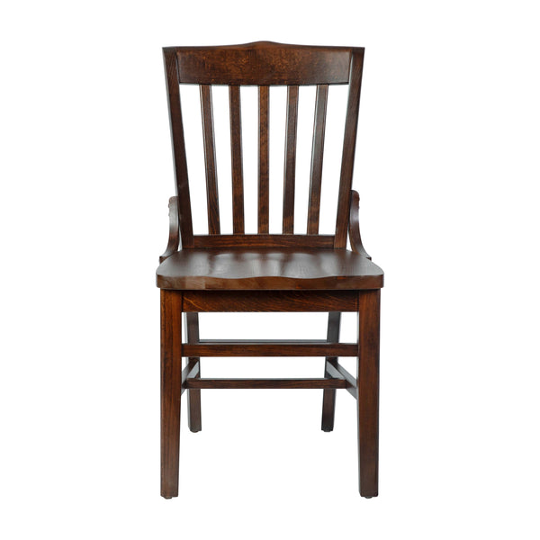 Walnut |#| School House Back Walnut Wood Restaurant Chair with Footrest