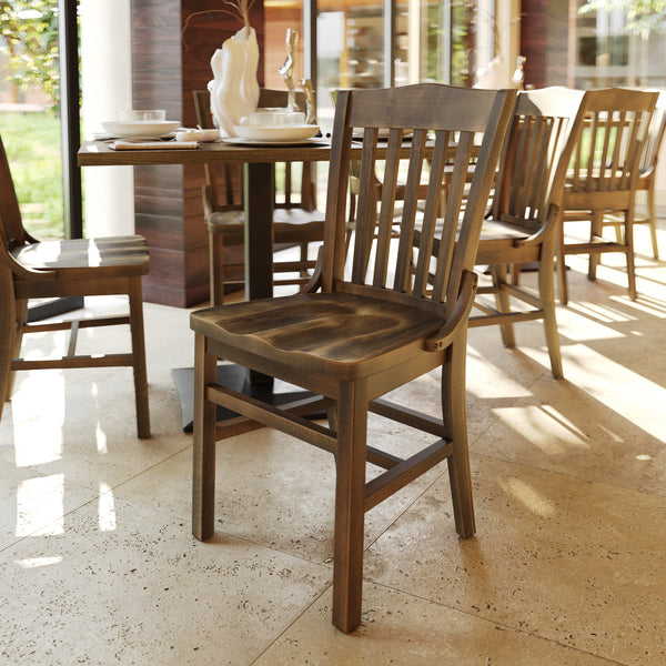 Antique Copper |#| School House Back Antique Copper Wood Restaurant Chair with Footrest