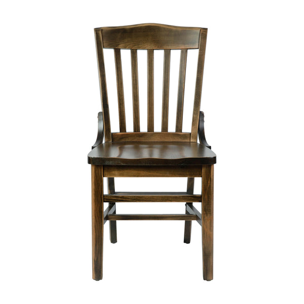 Antique Copper |#| School House Back Antique Copper Wood Restaurant Chair with Footrest