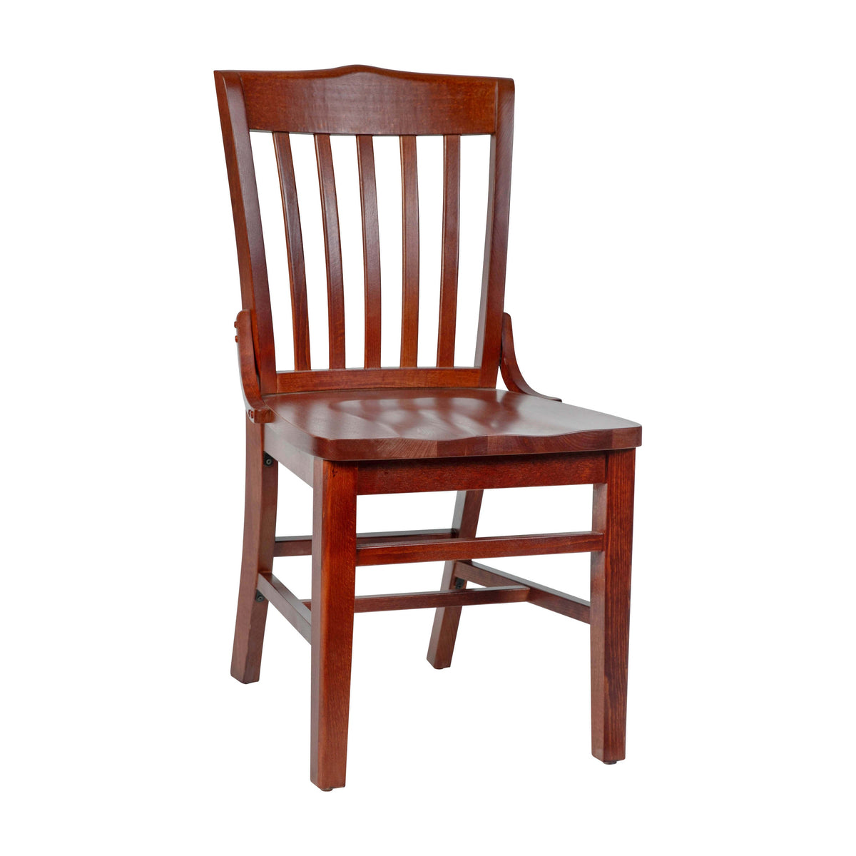 Mahogany |#| School House Back Mahogany Wood Restaurant Chair with Footrest